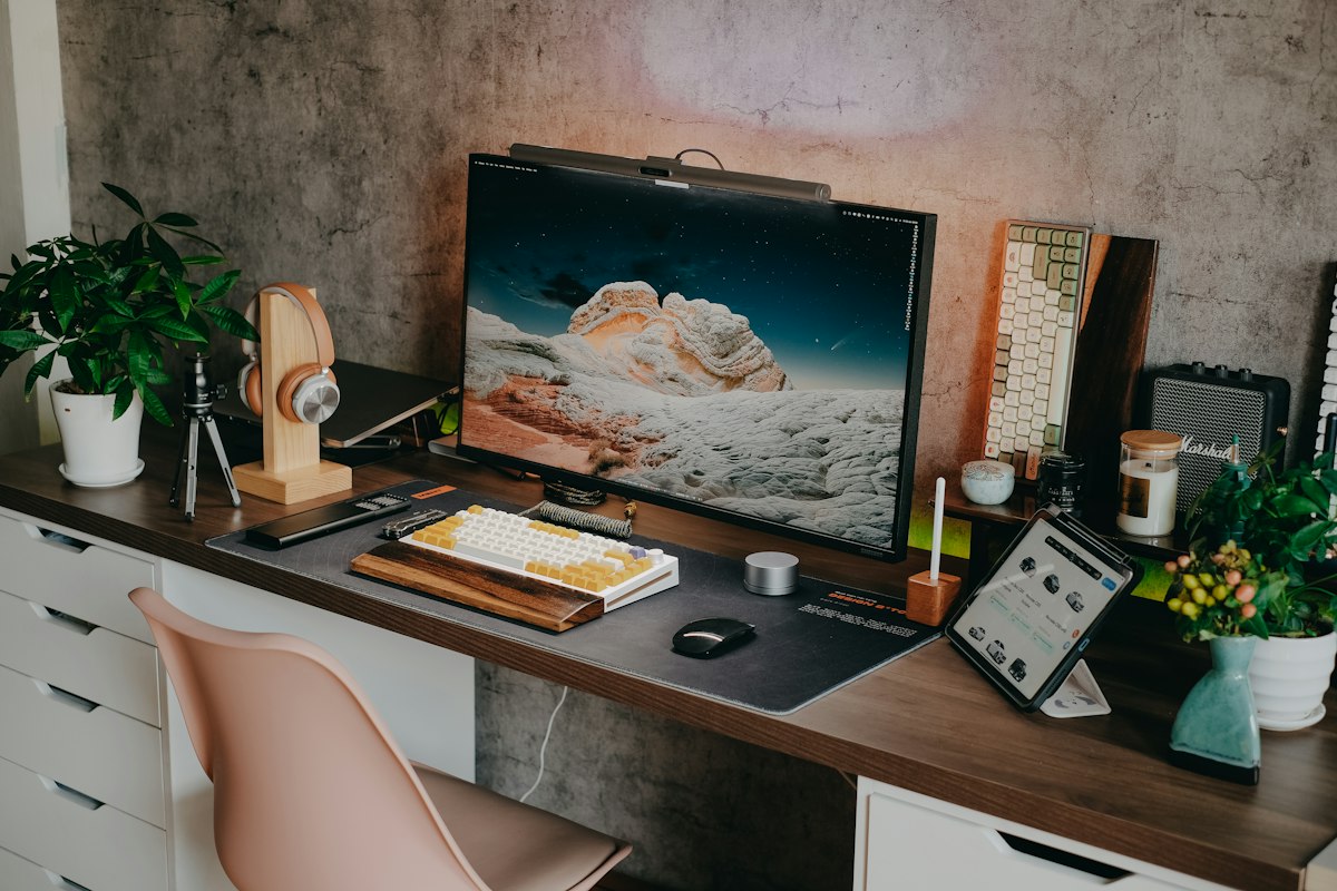 Professional monitor on a creative workstation
